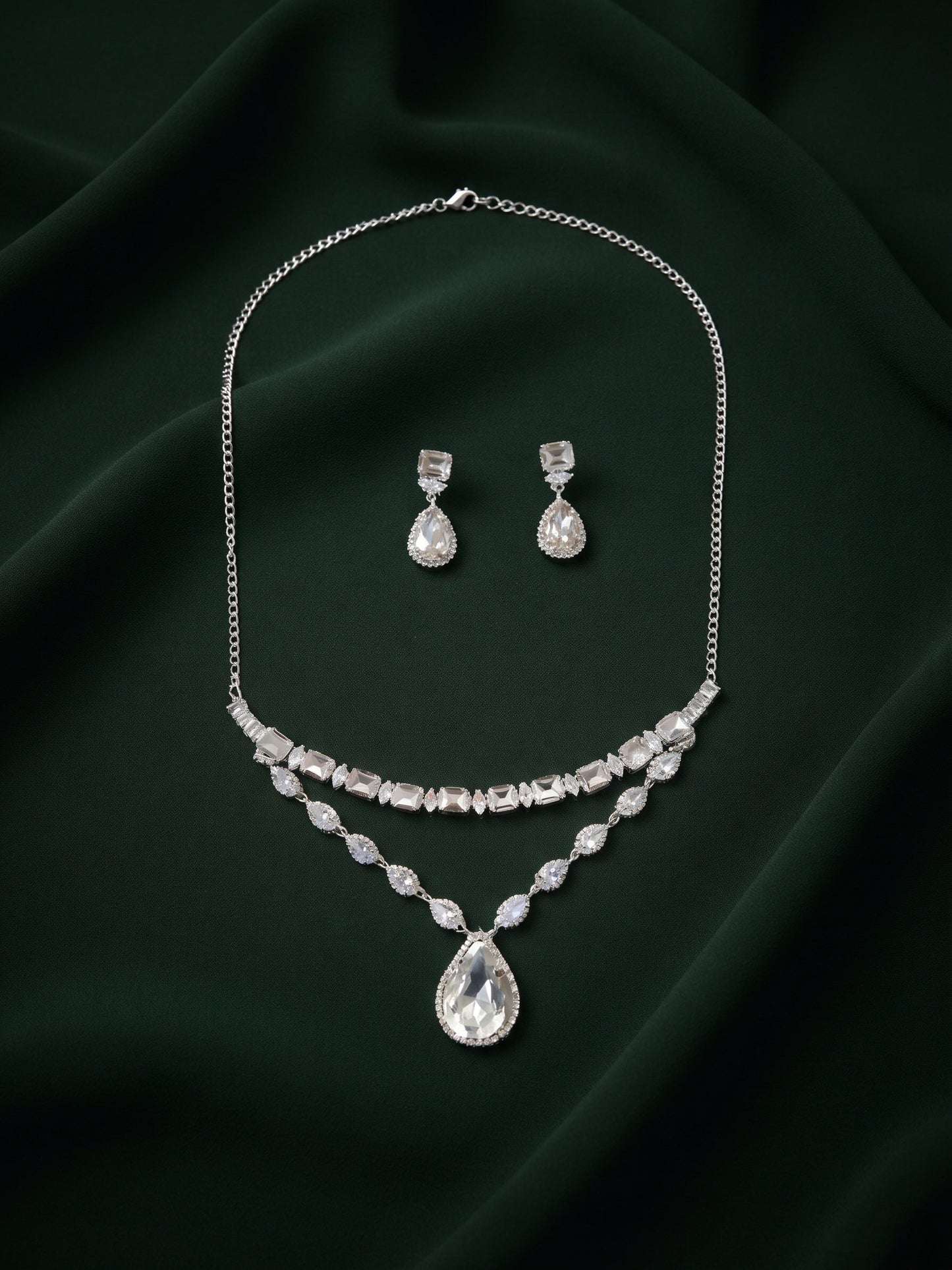 Silver Plated & Diamond Kundan Beaded Jewellery Set
