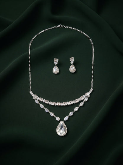 Silver Plated & Diamond Kundan Beaded Jewellery Set