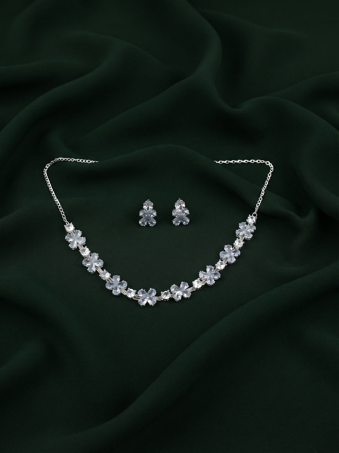 Silver Plated American Diamod Beaded Jewellery Set