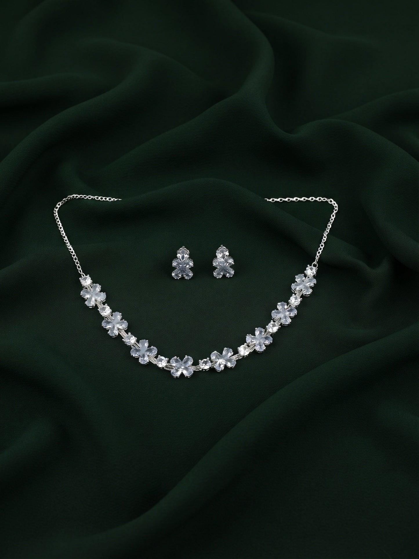 Silver Plated American Diamod Beaded Jewellery Set