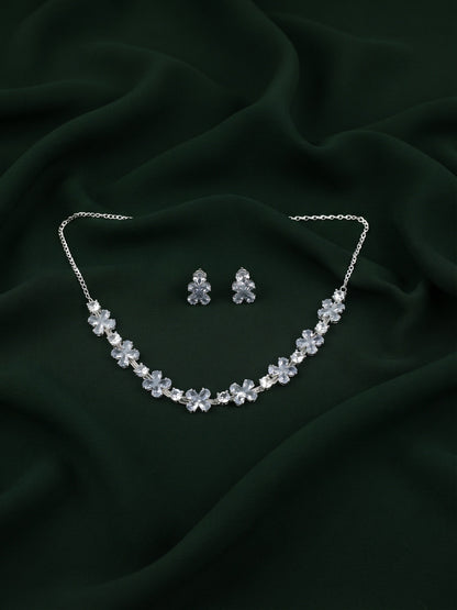 Silver Plated American Diamod Beaded Jewellery Set