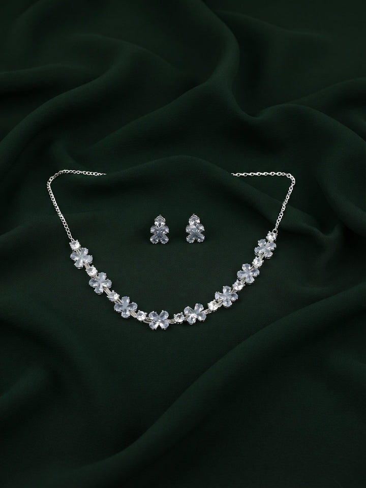 Silver Plated American Diamod Beaded Jewellery Set