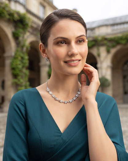 Silver Plated American Diamod Beaded Jewellery Set