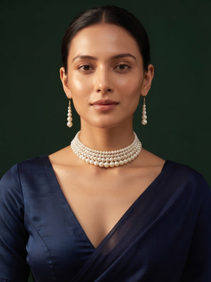 Beautiful White Pearls Statement Jewellery Set For Women