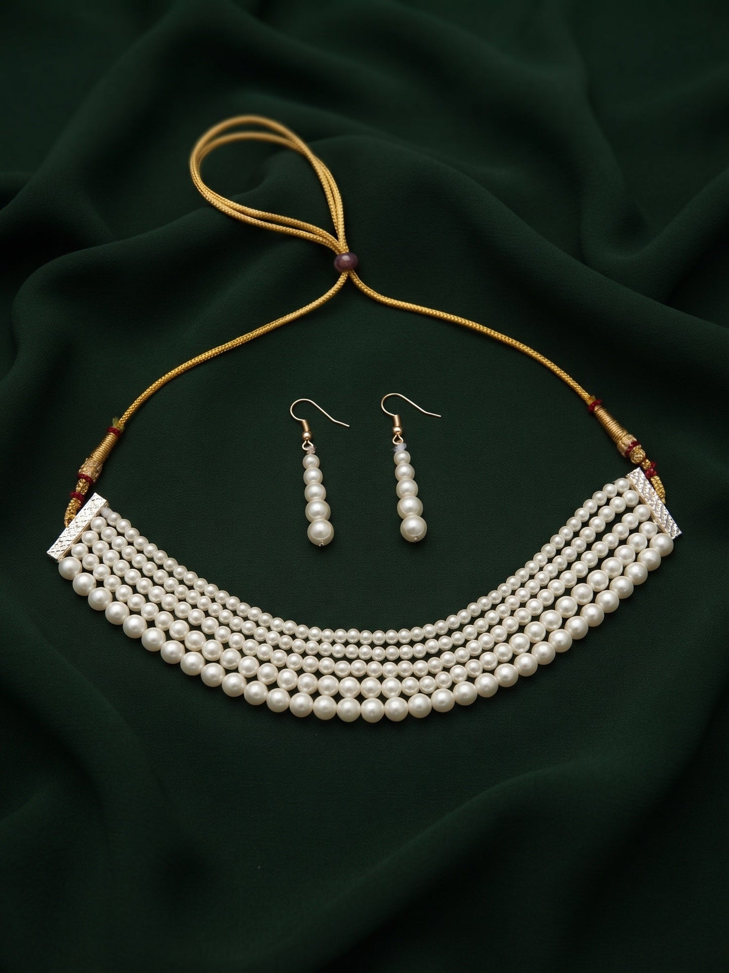 Beautiful White Pearls Statement Jewellery Set For Women