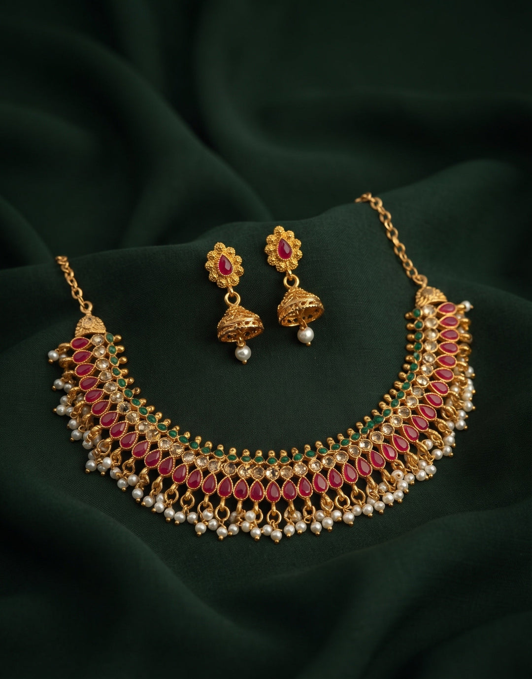 Gold Plated Traditional Choker Jewellery Set