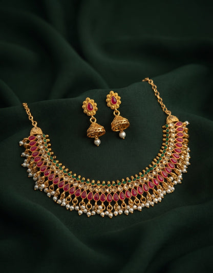 Gold Plated Traditional Choker Jewellery Set