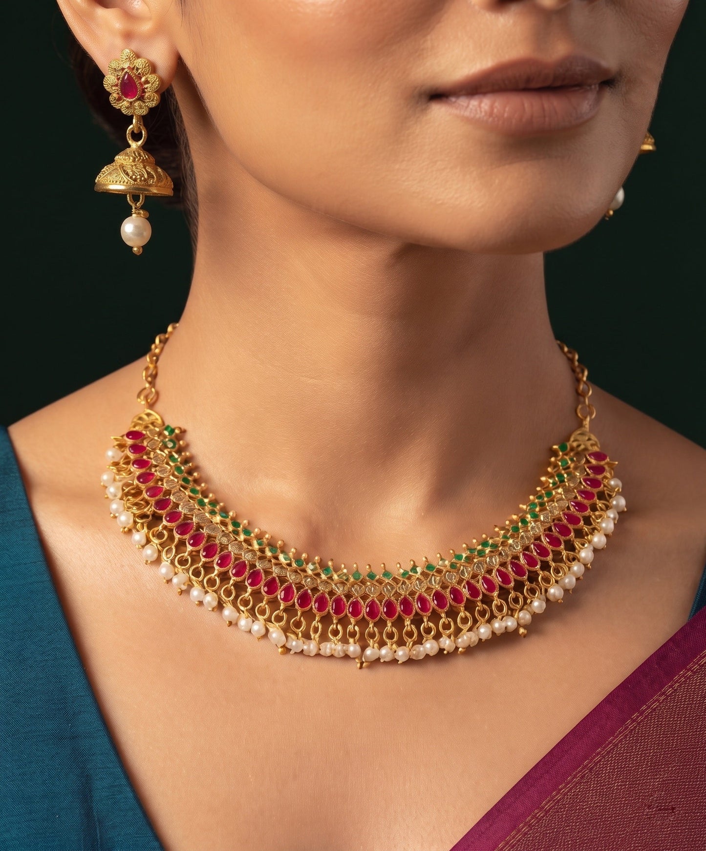 Gold Plated Traditional Choker Jewellery Set