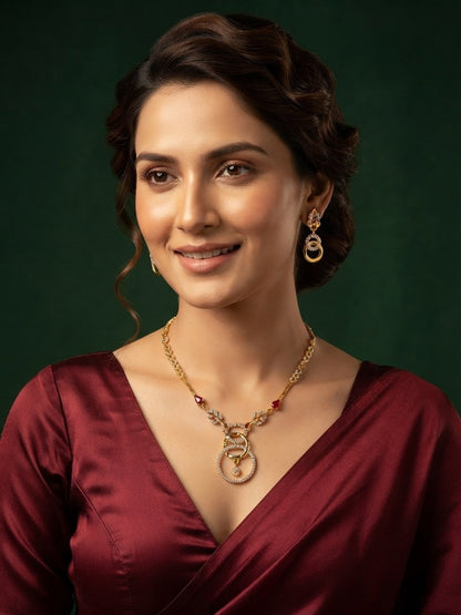 Gold Plated Ston Beaded Minimal Jewellery Set