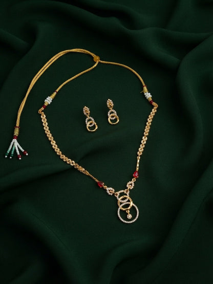 Gold Plated Ston Beaded Minimal Jewellery Set