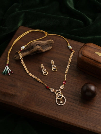 Gold Plated Ston Beaded Minimal Jewellery Set