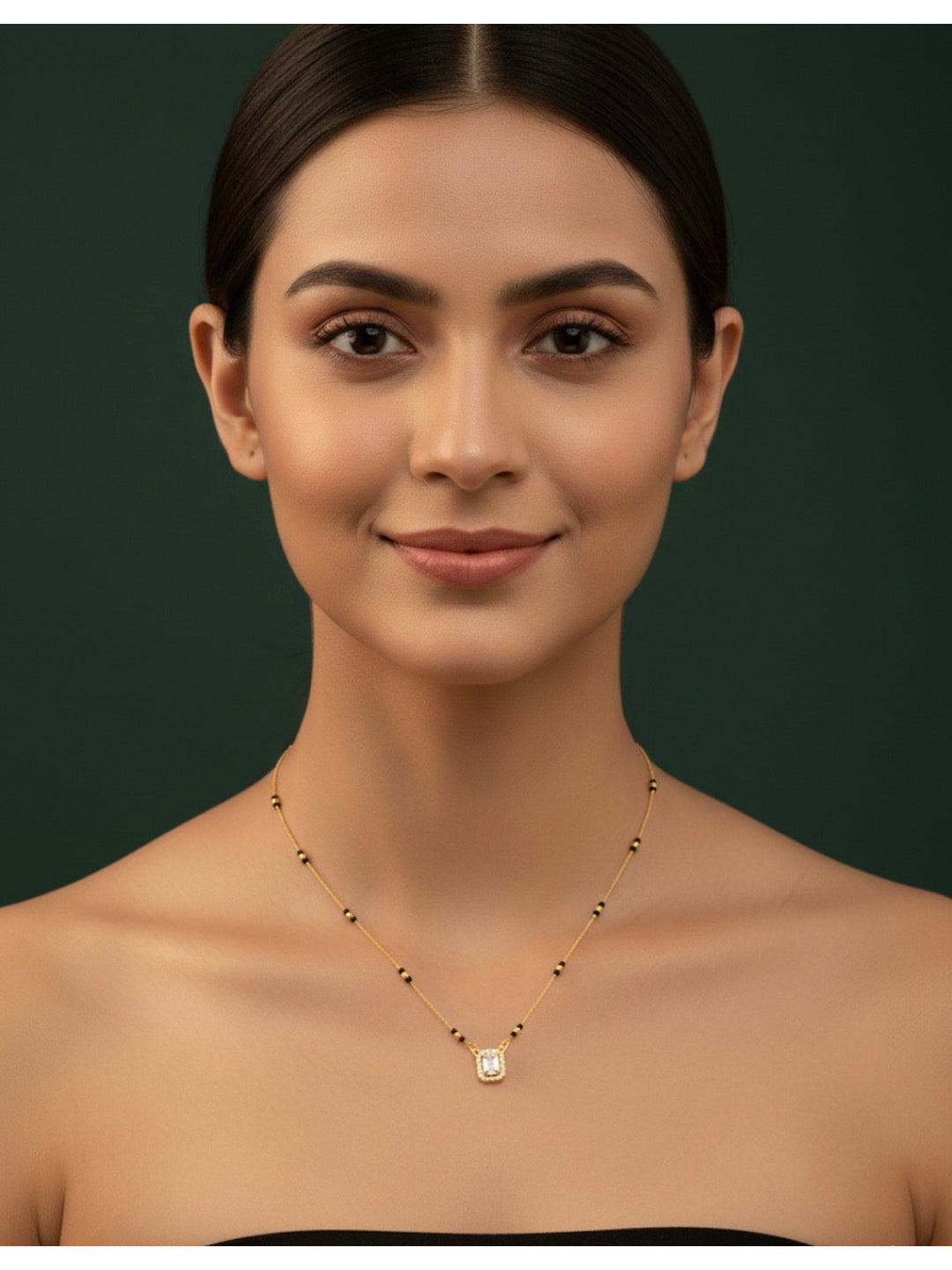Premium Gold-Plated Artificial Stones and Beads Mangalsutra