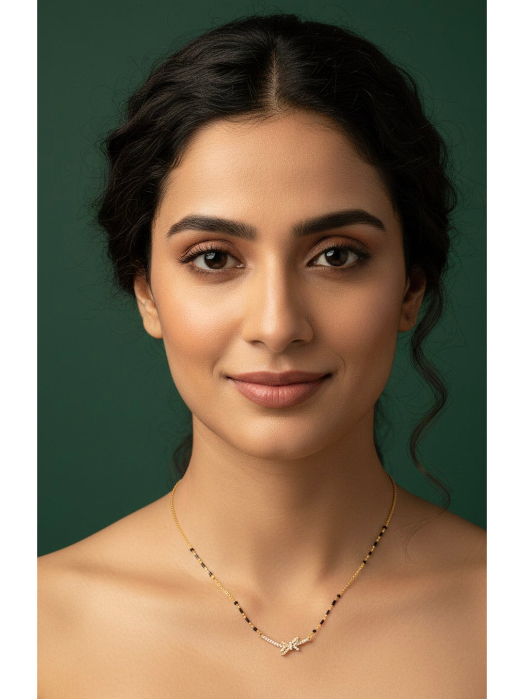 Premium Gold-Plated Artificial Stones and Beads Mangalsutra