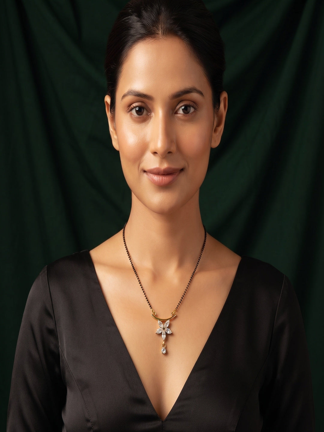 Premium Gold-Plated Artificial Stones and Beads Mangalsutra