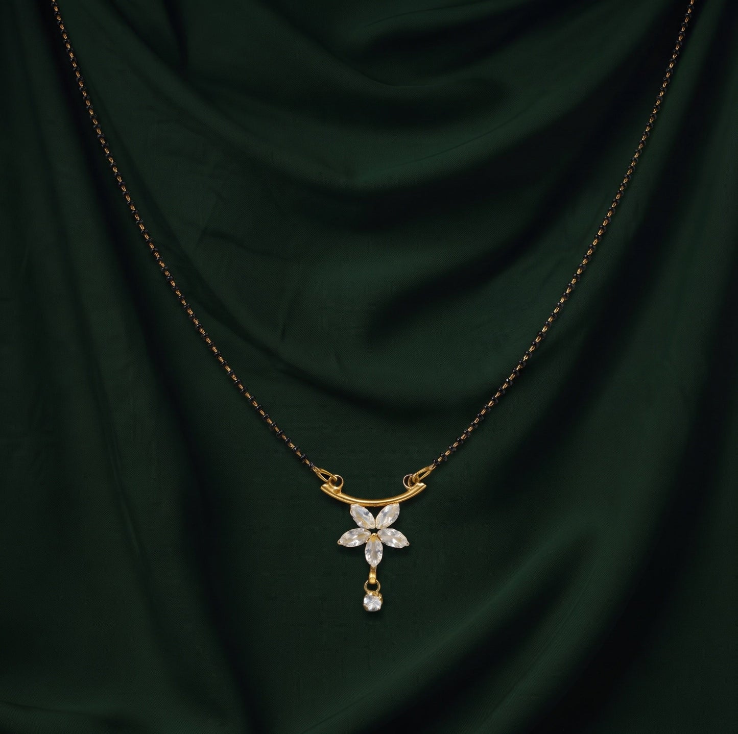 Premium Gold-Plated Artificial Stones and Beads Mangalsutra