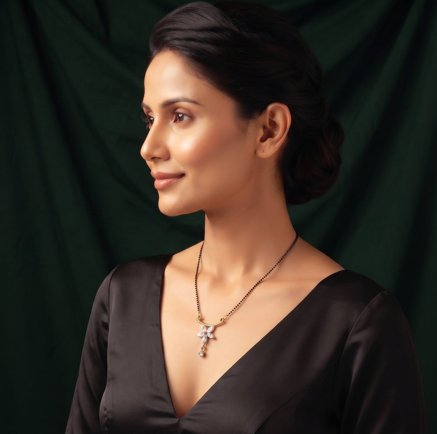 Premium Gold-Plated Artificial Stones and Beads Mangalsutra