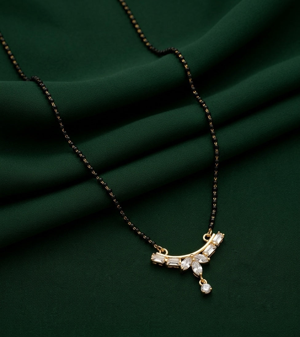 Premium Gold-Plated Artificial Stones and Beads Mangalsutra