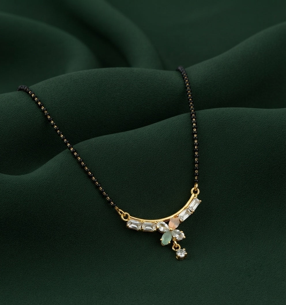 Premium Gold-Plated Artificial Stones and Beads Mangalsutra