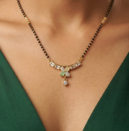 Premium Gold-Plated Artificial Stones and Beads Mangalsutra