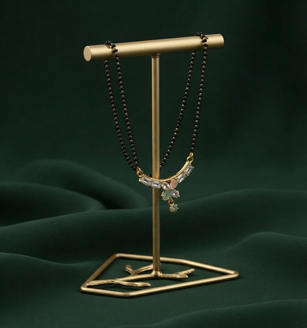 Premium Gold-Plated Artificial Stones and Beads Mangalsutra