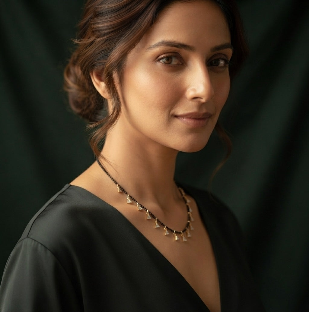 Premium Gold-Plated Artificial Stones and Beads Mangalsutra