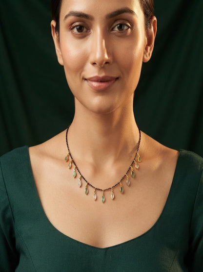 Premium Gold-Plated Artificial Stones and Beads Mangalsutra