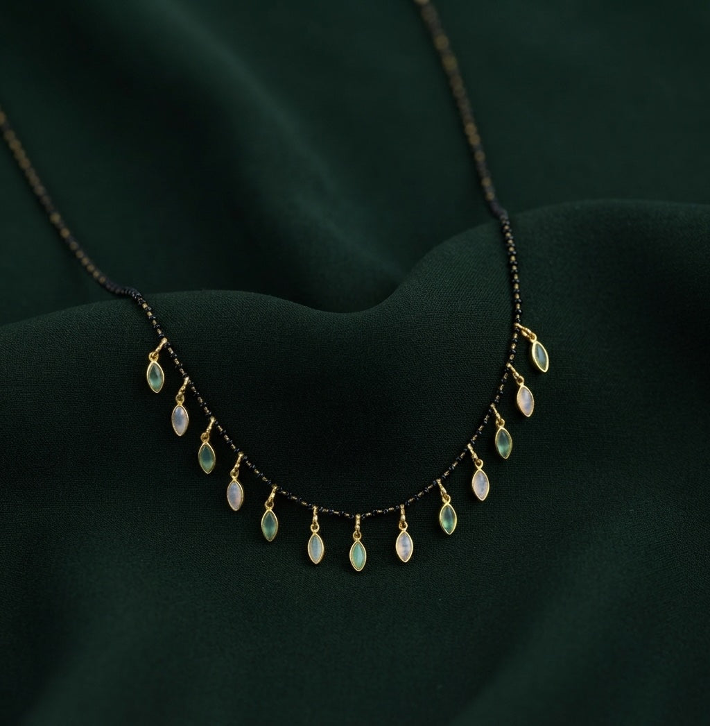 Premium Gold-Plated Artificial Stones and Beads Mangalsutra