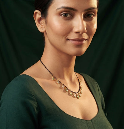 Premium Gold-Plated Artificial Stones and Beads Mangalsutra