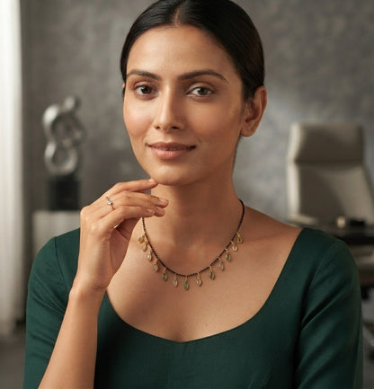 Premium Gold-Plated Artificial Stones and Beads Mangalsutra
