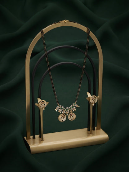 Premium Gold-Toned Zircon Mangalsutra With matching Earrings