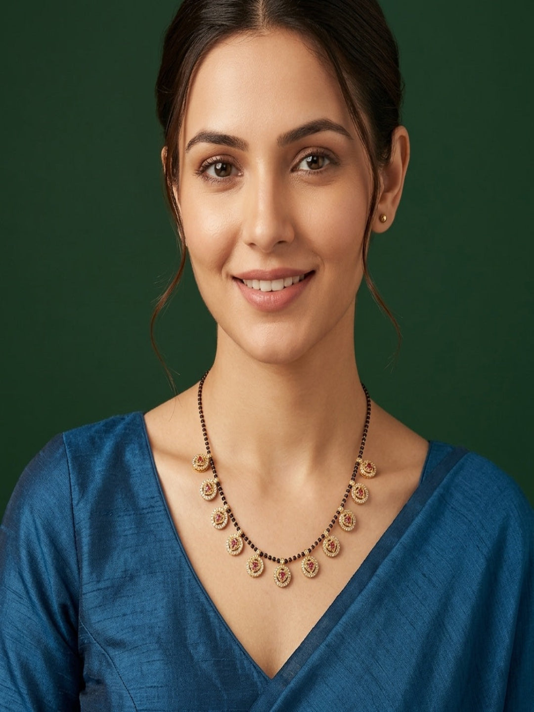 Premium Gold-Toned Zircon Mangalsutra For Women