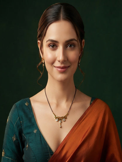 Premium Gold-Toned Stone Beaded Mangalsutra For Women