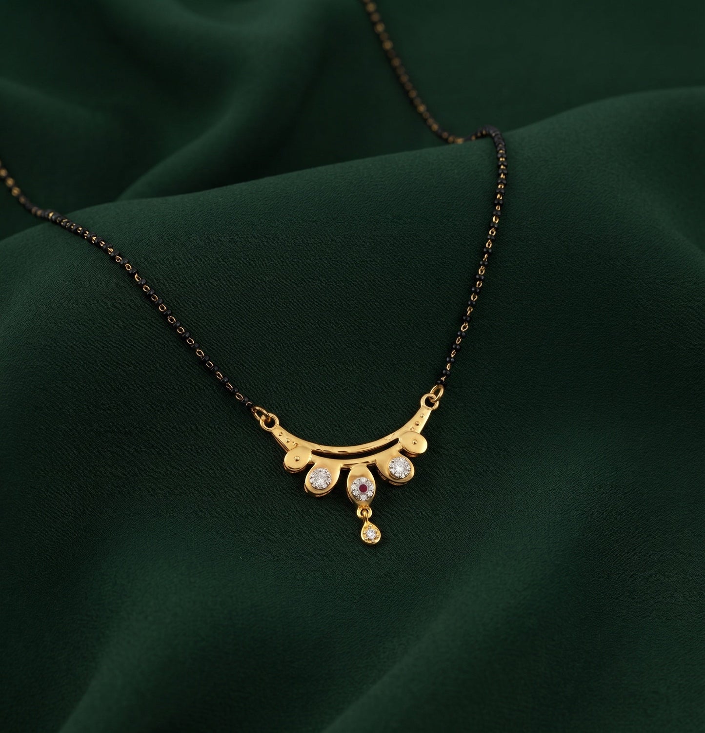 Premium Gold-Toned Stone Beaded Mangalsutra For Women