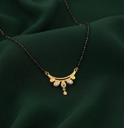 Premium Gold-Toned Stone Beaded Mangalsutra For Women