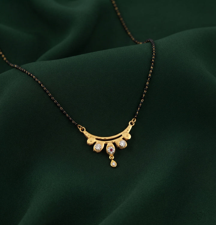 Premium Gold-Toned Stone Beaded Mangalsutra For Women