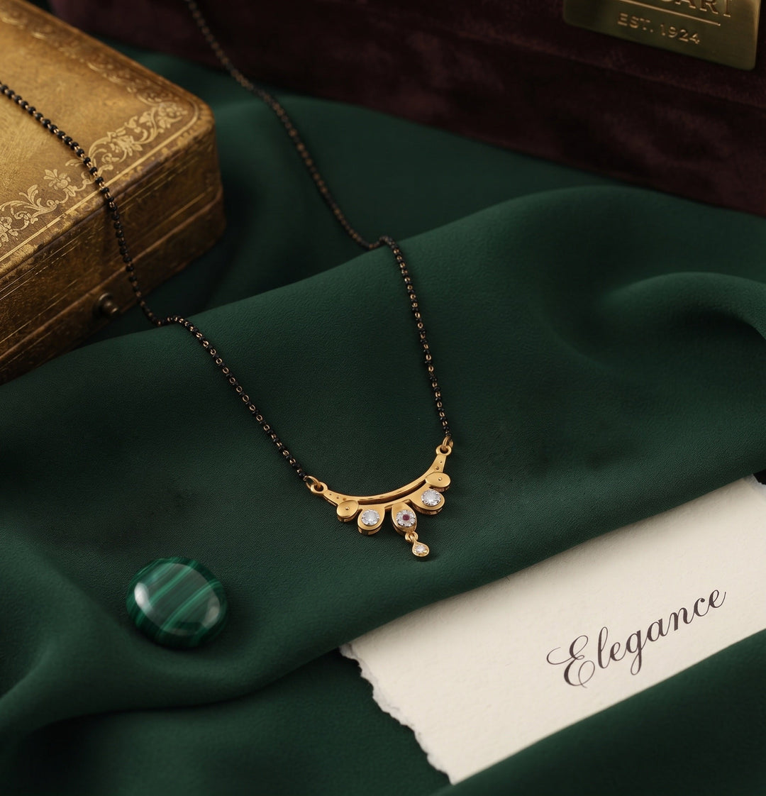 Premium Gold-Toned Stone Beaded Mangalsutra For Women
