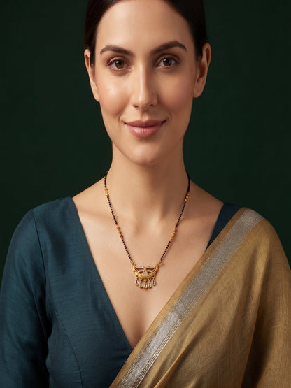 Premium Gold-Toned Stone Beaded Mangalsutra For Women
