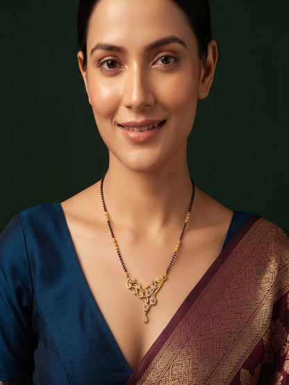 Premium Gold-Toned Stone Beaded Mangalsutra For Women