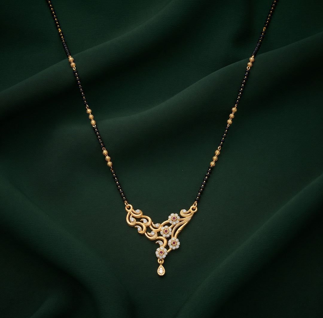 Premium Gold-Toned Stone Beaded Mangalsutra For Women
