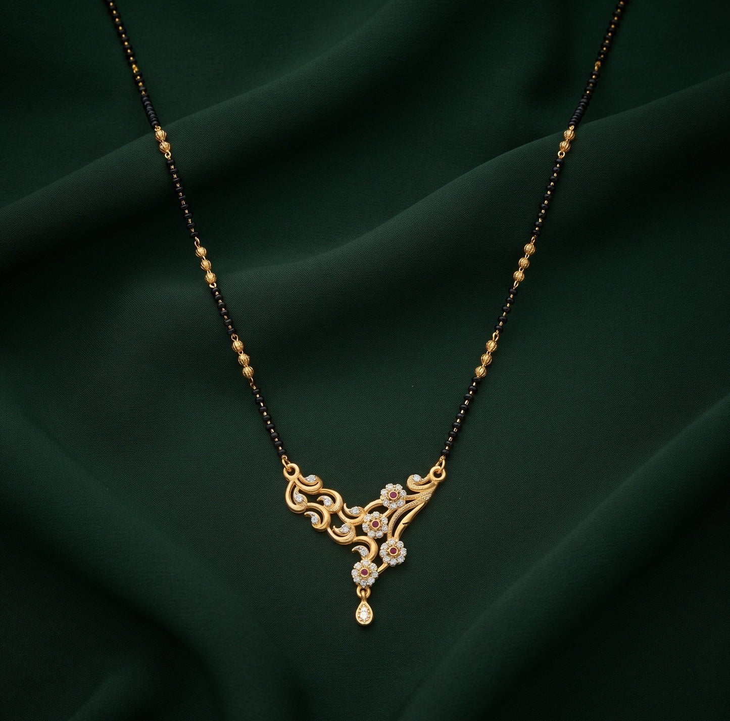 Premium Gold-Toned Stone Beaded Mangalsutra For Women