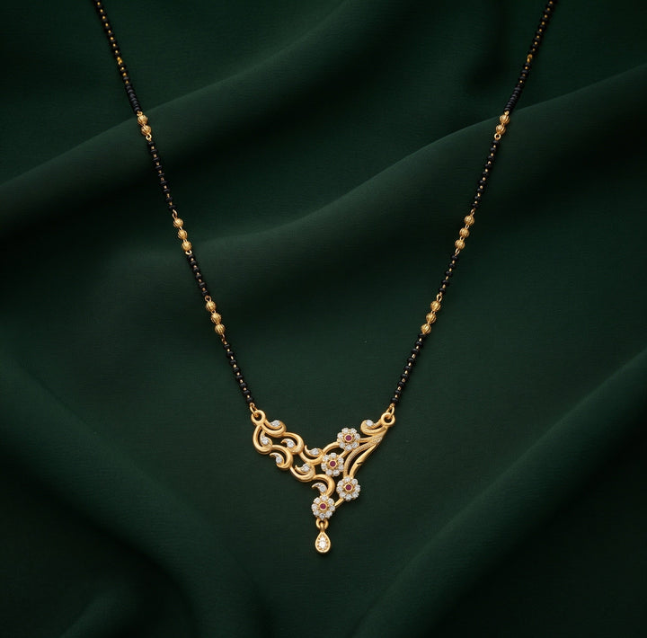 Premium Gold-Toned Stone Beaded Mangalsutra For Women