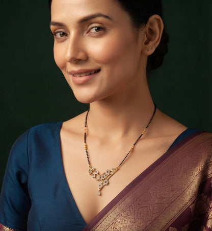 Premium Gold-Toned Stone Beaded Mangalsutra For Women