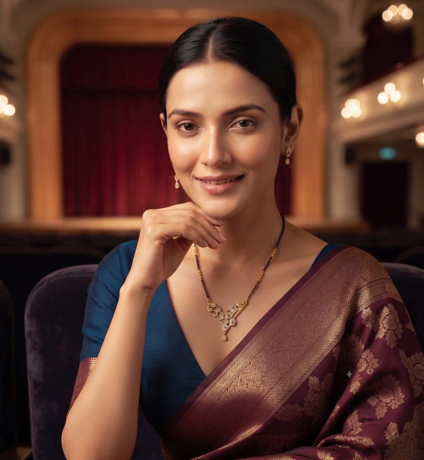 Premium Gold-Toned Stone Beaded Mangalsutra For Women