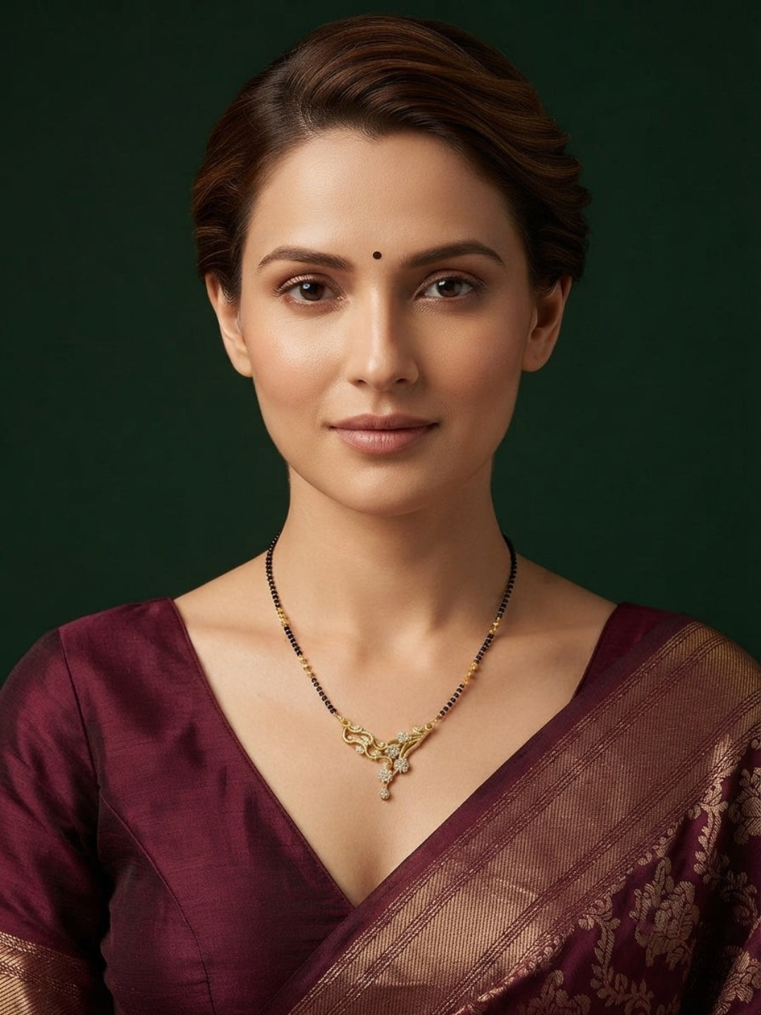 Premium Gold-Toned Stone Beaded Mangalsutra For Women