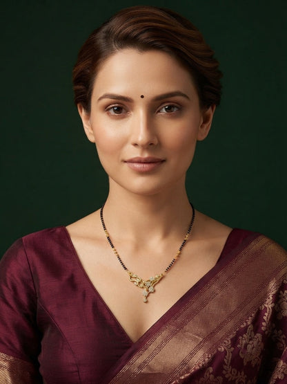 Premium Gold-Toned Stone Beaded Mangalsutra For Women