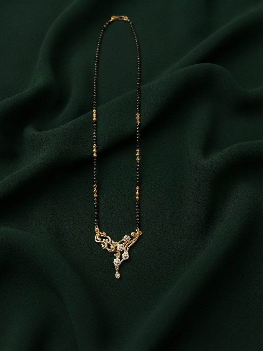 Premium Gold-Toned Stone Beaded Mangalsutra For Women