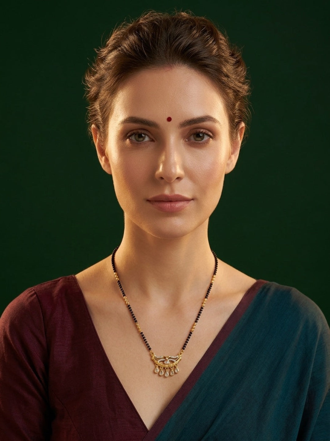 Premium Gold-Toned Stone Beaded Mangalsutra For Women