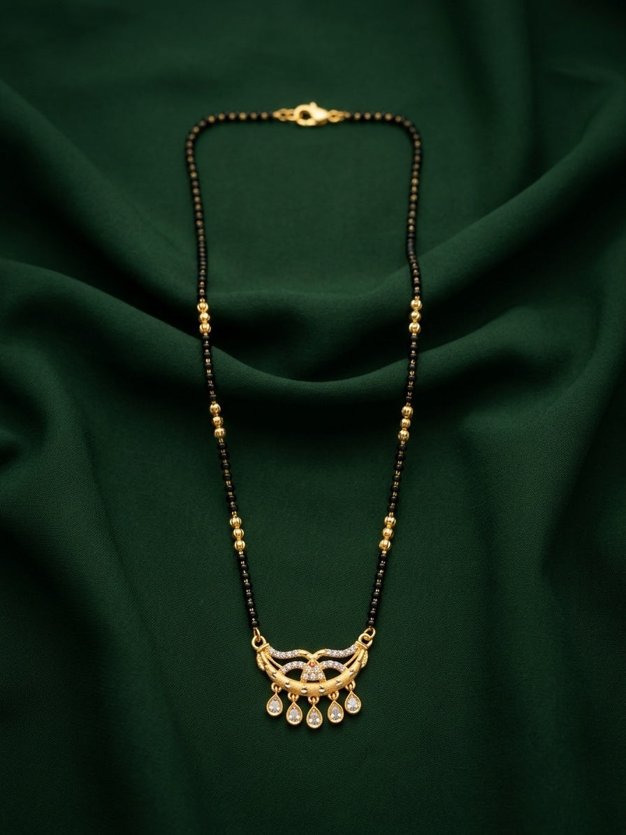 Premium Gold-Toned Stone Beaded Mangalsutra For Women