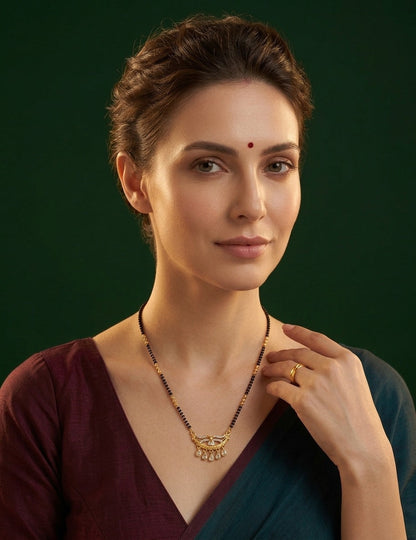 Premium Gold-Toned Stone Beaded Mangalsutra For Women
