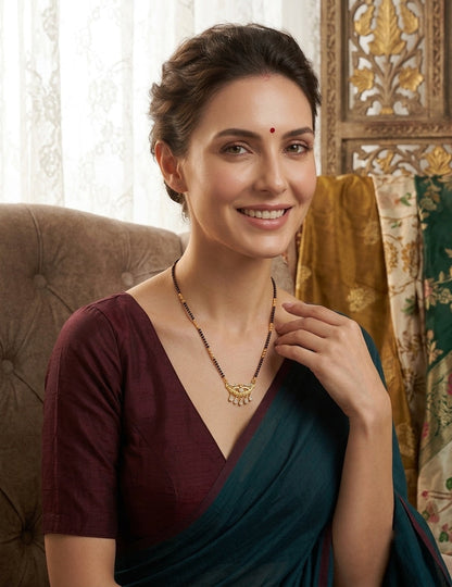 Premium Gold-Toned Stone Beaded Mangalsutra For Women